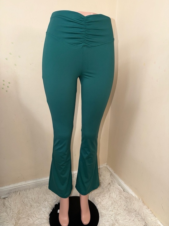a new day Pants - a new day Teal Ruched Waist Flare Leggings